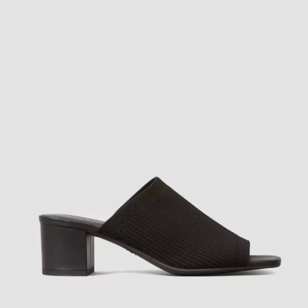 Everlane Black Knit Open-Toe Block Heel Mules - Picture 2 of 8